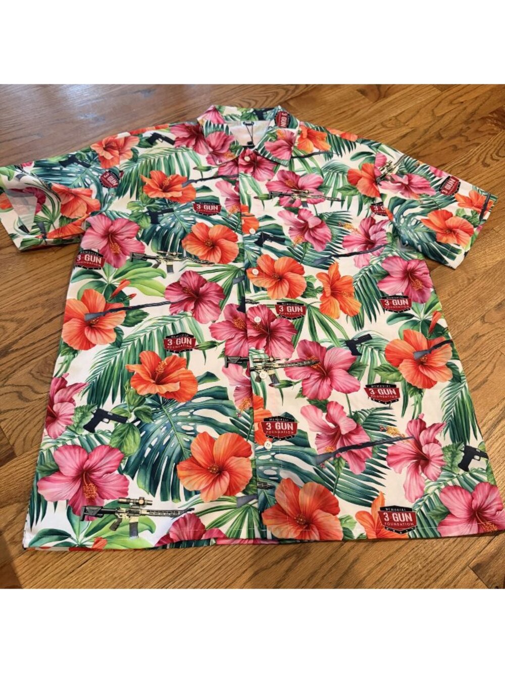 Memorial 3 Gun Foundation Mens Floral Gun print Shirt New 2XL